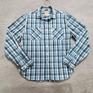 Levi's Shirt Men's Large Multicolor Plaid Cotton Pockets Long Sleeve Button-Up
